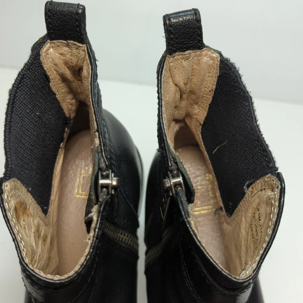 Frye Anna Gore Black Label Leather Ankle Bootie boots womans size 6.5